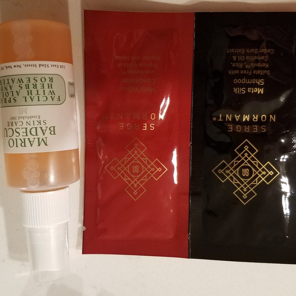 Cosmetic bag and skin care samples